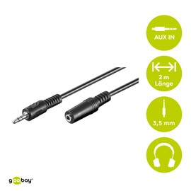 Wentronic 50431-GB 2.0m 3.5 mm Stereo Plug to 3.5 mm Stereo Jack Audio Video Cable