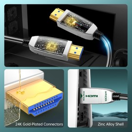 FeizLink 4K Fiber Optic HDMI Cable 3ft, 4K 60Hz 18Gbps HDR10 HDCP2.3 3D Slim Flexible HDMI 2.0 Cable for HDTV/TVbox/Gaming Box / 4K Projector