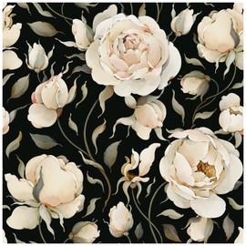 HAOKHOME 93242-1 Peel and Stick Wallpaper Floral Vintage Roses Peonies Contact Paper Removable Black/Beige/Olive Self Adhesive Mural 17.7in x 6.5ft