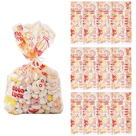 Fun Express Festive Chinese New Year Red & Yellow Cellophane Favor Bags - 5" x 11.5" (Pack of 12) - Perfect for Chinese New Year, Lunar New Year Parties & More