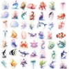 Watercolour Sea Creatures Stickers for Laptop (50 Pieces), Gift for