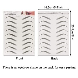 6D Simulation Eyebrow Stickers 6 Sheets/56 Pairs Hair-Like Waterproof Eyebrow Tattoo Stickers