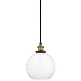 Linea di Liara Primo Large Black and Gold Glass Globe Pendant Light Fixture Farmhouse Pendant Lighting for Kitchen Island Mid Century Modern Ceiling Light Clear Glass Shade, UL Listed