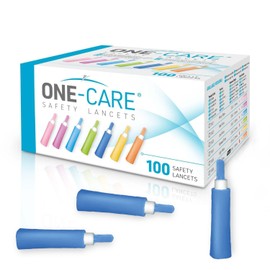 ONE-CARE Safety Lancets 21G x 1.8mm, Contact-Activated, 100/bx