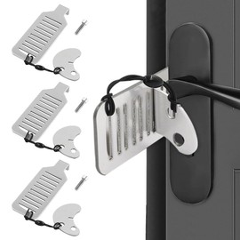 3 Pack Portable Door Lock Stainless Steel Door Jammer Travel Safety Hotel Door Lock for Punch-Free Anti-Theft Hotel School Home Apartment Security Devices Door Self Defense