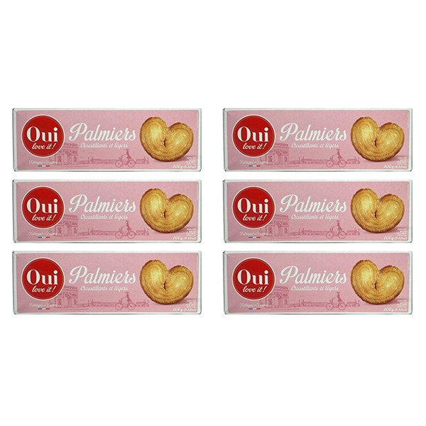 From France Oui Love It French Puff Pastry Cookies Palmiers 100g (3.52oz) Pack of 6