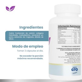 Natural Health Colageinol | Colágeno Hidrolizado con Resveratrol y Calcio | Suplemento Alimenticio en Cápsulas de Alta Absorción | Frasco con 60 Cápsu