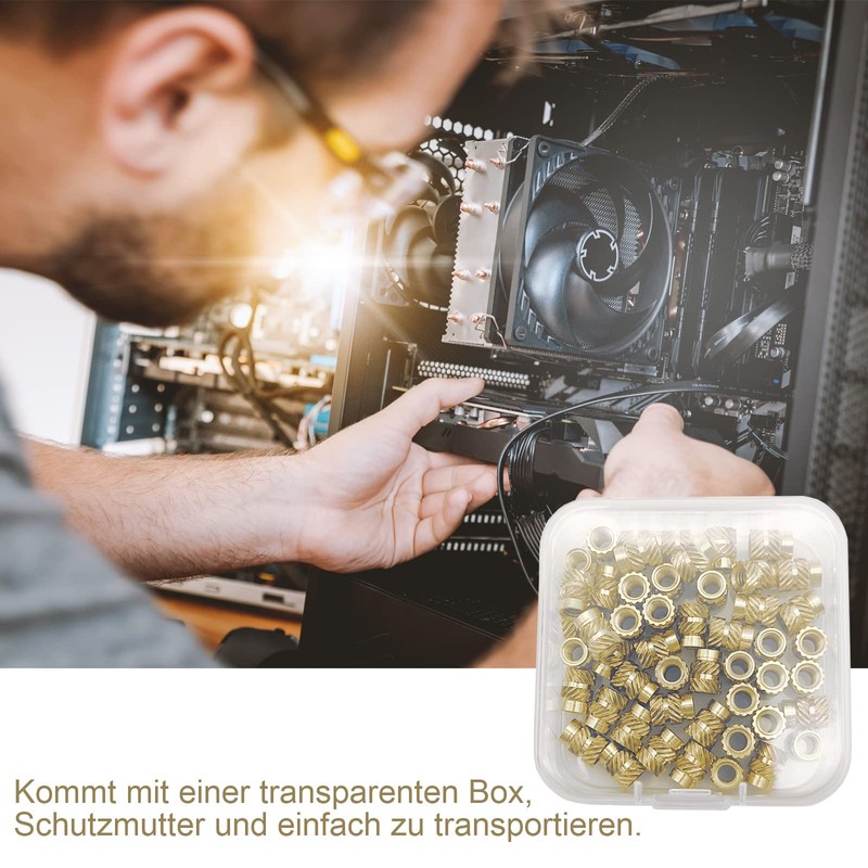 Threaded Insert, M4 50 Pieces Insert Nut, Brass Internal Thread