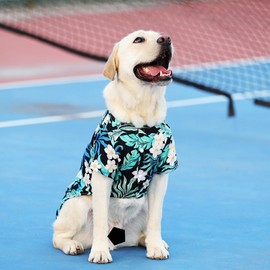 LHYZ PARK Hawaiian Beach Print Pet Dog Cat T-Shirts Cute for Small to Medium Dog Cats Cool Summer Vest Camp Shirt Clothes (Navy Blue, 4XL)