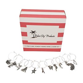 11 Piece Girl Power Themed Wine Charm Set