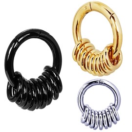 DewGem Hoops Dangle Ear Gauges for Women Hangers for Ear Tunnels Stainless Steel Ear Weights Replace Tapers and Spirals Ear Stretching Kits Dangling Gauges for Men Ear Plugs for Women Size 6G 4G 2G 0G 00G (Gold)