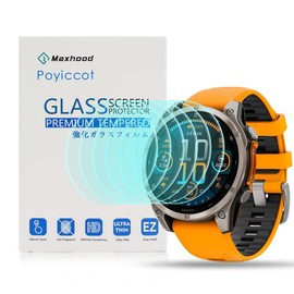 Poyiccot Screen Protector Compatible for Garmin Fenix 8 47mm Amoled Accessories, 6Pack 9H Hardness Waterproof Clear Tempered Glass Screen Protector Compatible for Fenix 8 47mm Amoled