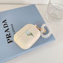 Fycyko Compatible with AirPods 3 (2021) Case with Cute Floral Cover with Glitter Heart Charm, Flexible Dustproof Shockproof Case Portable Protection Silicone Skin Case for AirPods 3 (2021)-Blue