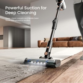 AGLUCKY Stick Vacuum Cleaner, Power Suction Vacuum Cleaners with Hepa Filter, LED Headlight, Bendable Handle, Rechargeable Vacuum Cleaners for Hardwood Floor & Carpet(Grey)