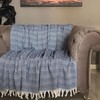 MK Pure Towel Modern Blue Square Pattern Sofa Cover