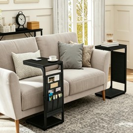 Wood Pedestal TV Trays for Eating on Couch Tables that Slide Under ET-P-BK1