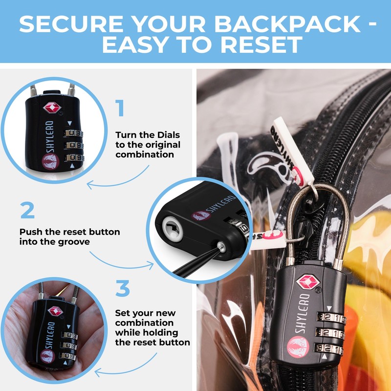 Clear Backpack Heavy Duty has TSA Lock, 2-Way Zipper. PVC