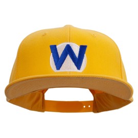 e4Hats.com Mario Luigi Wario Waluigi Symbol Embroidered 6 Panel High Profile Structured Snapback - Gold OSFM