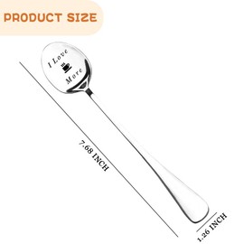 Funny Spoon Gift for Couple Boyfriend Girlfriend Engraved Cafe Spoons for Friend Bestie Family Birthday Christmas Gift Stainless Steel Long Handle Spoon I Love Coffee More Tablespoon Teaspoon