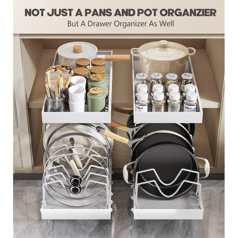Lozovin Pull Out Pots and Pans Organizer Under Cabinet, Sliding