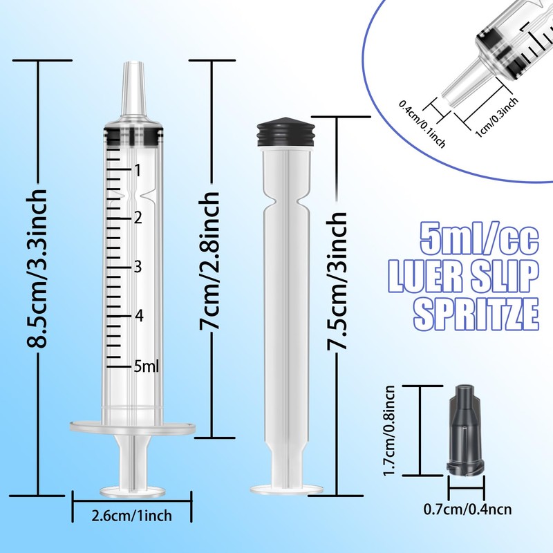Gufastoe Pack of 50 5 ml Syringe with Protective Caps