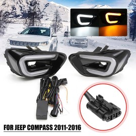 Pevolgen LED Daytime Running Light for Jeep Compass 2011-2016 Car Fog Light Waterproof Turn Signal Lamp