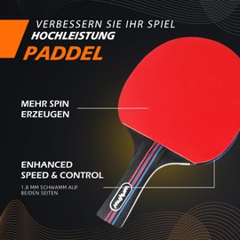 Ping Pong-Schläger Set mit Bällen, Tischtennis Schläger Set, Trainings und Freizeit-Schläger Kit Tischtennis-Schläger & Spiel Zubehör für Indoor oder Outdoor