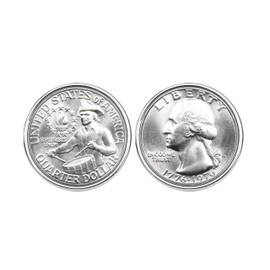 US 1776~1976 George Washington Bicentennial Quarter BU Uncirculated Coin Cufflinks NEW - Obverse + Reverse Drummer Boy