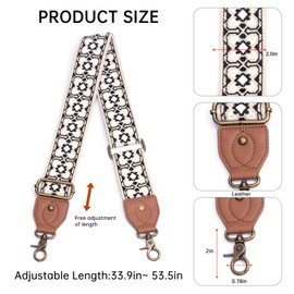 Dksongr Purse Strap Replacement Crossbody Adjustable Bag Strap Retro Jacquard Embroidery Wide Shoulder Strap for Women Handbags