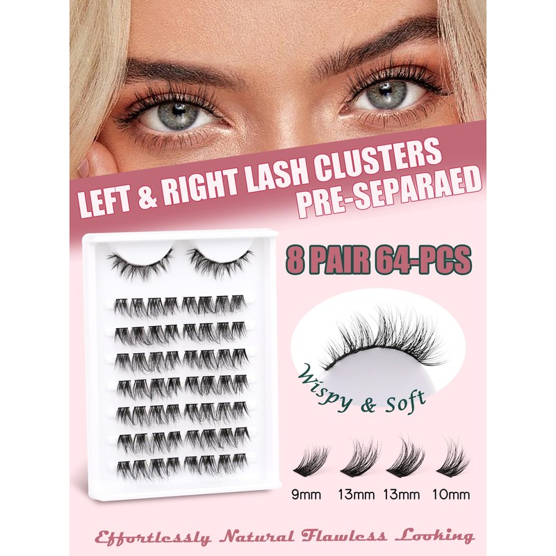 Cluster Lashes Eyelash Extensions Mixed 9-13 mm Individual Eyelashes D