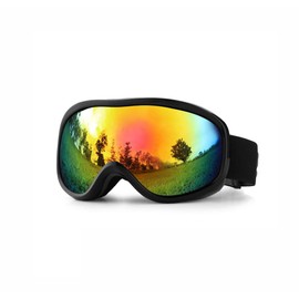 Ski Goggles Over Glasses -Snow Snowboard Motorcycle Protective Combat Goggles for Men&Women 100% UV Protection&Anti-Fog（Red)