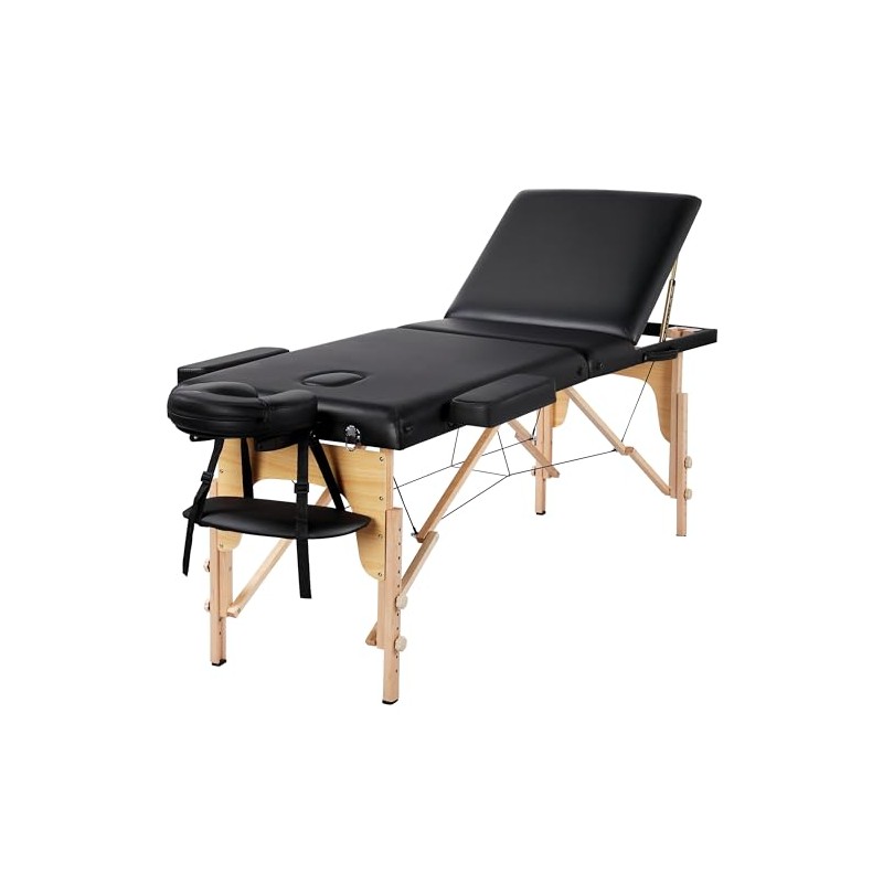 Yaheetech 3-Zone Massage Table, Portable Massage Bench, Height-Adjustable Massage Table