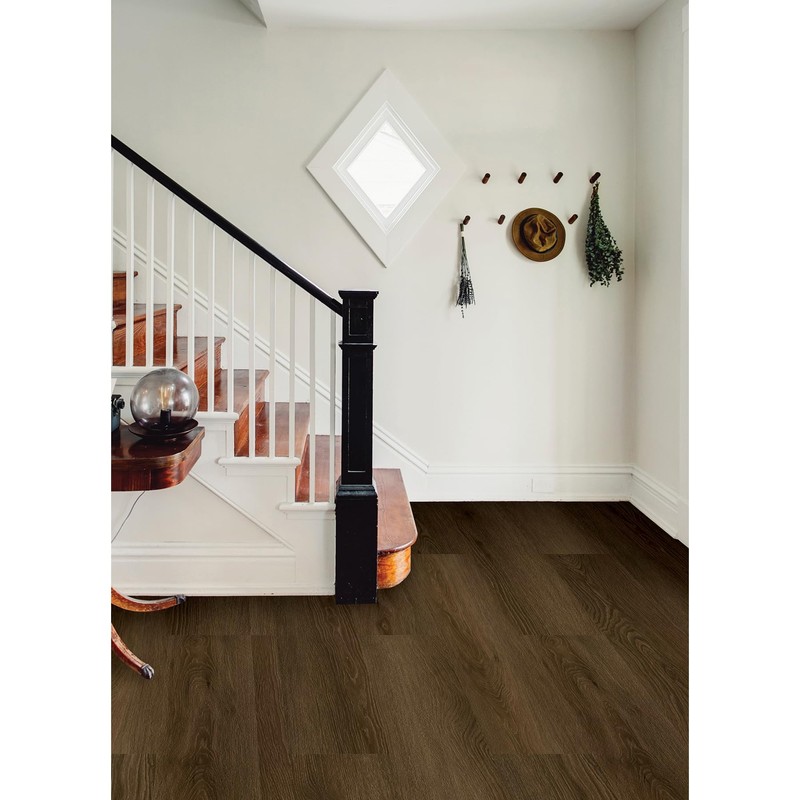 FloorPops 36-in by 6-in Dark Oak Peel and Stick Wood