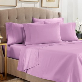Empyrean California King Sheets Set - 110 GSM 6 Piece Bed Sheets for California King Size Bed, Soft Bedding Sheets & Pillowcases - Lavender Dream
