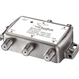 Rocketfish 4 Output Coaxial Amplifier - Coaxial Connection Amplifier for Cable TV & Modems - Antenna Amplifier with LED Power-On Indicator & 2-Way Frequency Range - Amplifier Prevents Signal Loss