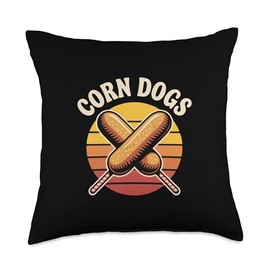 Corn Dogs Vintage Carnival Food Design with Sunset Style Throw Pillow