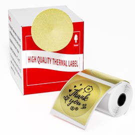 Phomemo M110 M120 M200 M220 M221 Round Circle Label – Thermal Labels for Price, Name, Address, Logo, Barcode, 50 mm x 50 mm, Gold (1 Roll)