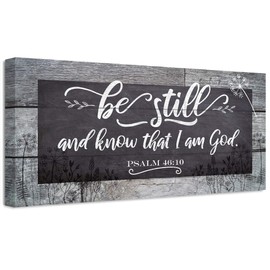 Be Still and Know That I Am God - Inspiring Wall Art Prayer, Scripture Christian Wall Decoration, Faith in God Quote and Religious Gift Idea, Chalkboard Wood Style Look 12x24 Stretched Canvas Art