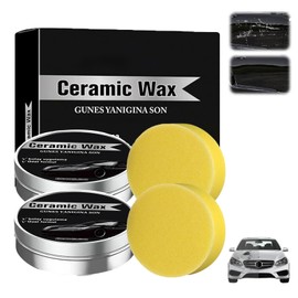 2PCS Titanium Ceramic Wax Cream for Cars,2025 Strong Protection Car Coating Polishing Wax,uto Car Scratch Repair Remover Paste Cream Paint Care Ceramic Waxes with Sponge