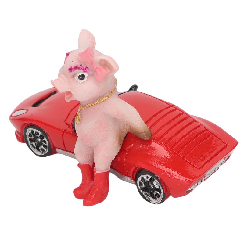 Pig Statue UV Resistant Coating Handcraft Resin Pig Figurine Red