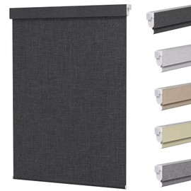 MYshade Custom No Drill No Tools Cordless Roller Shades,Waterproof Window Blinds for Home, Bedroom, and Living Room,Blackout Privacy Control with Easy Installation（Black）