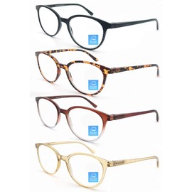 MODFANS Women Reading Glasses Blue Light Blocking 2.25 Men Readers Spring Hinges,Anti Glare UV Eyestrain,Large Round Frame Computer Eyeglasses Women