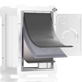 MIAOTONG 3-Flap Dog Door for Wall, Double Magnetic Flaps Pet Door for Wall, Aluminum Lock Doggy Door,Steel Frame and Telescoping Tunnel Dog Doors and Cat Doors(Pets Up to 40 Lb) -Medium