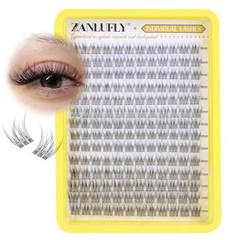 zanlufly - Extensiones de pestañas en racimo naturales, pestañas rizadas CC, extensión de pestañas individuales y tenues, bandas transpar...
