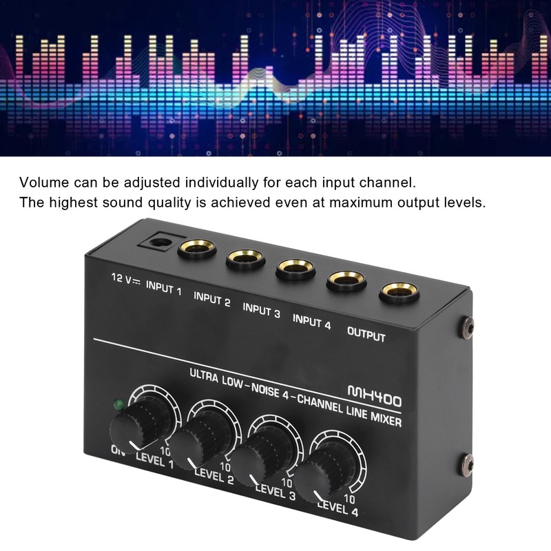 4 Channel Mixer Black Ultra Low Noise 4 Channel Compact