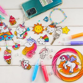 DIY Window Paint Art & Crafts, Kids Boys and Girls Drawing Jewelry Toys Making Kit Set, Colored Sparking Plactic Glitter Charms Bracelet Accessories Inspired Gifts Pack, Ideal Creative Activity Gift Easter Christmas Birthday Family Night (Sparkly Ornamen