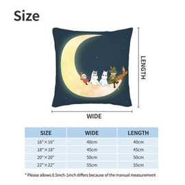 Zateem Cushion Cover, 17.7 x 17.7 inches (45 x 45 cm), Set of 2, Decorative Pillow Cover, Moomin, Cute, Sofa Back, Cushion Cover, Pillow Case, Body Pillowcase, Soft, Textured, Washable, Casual, Car,