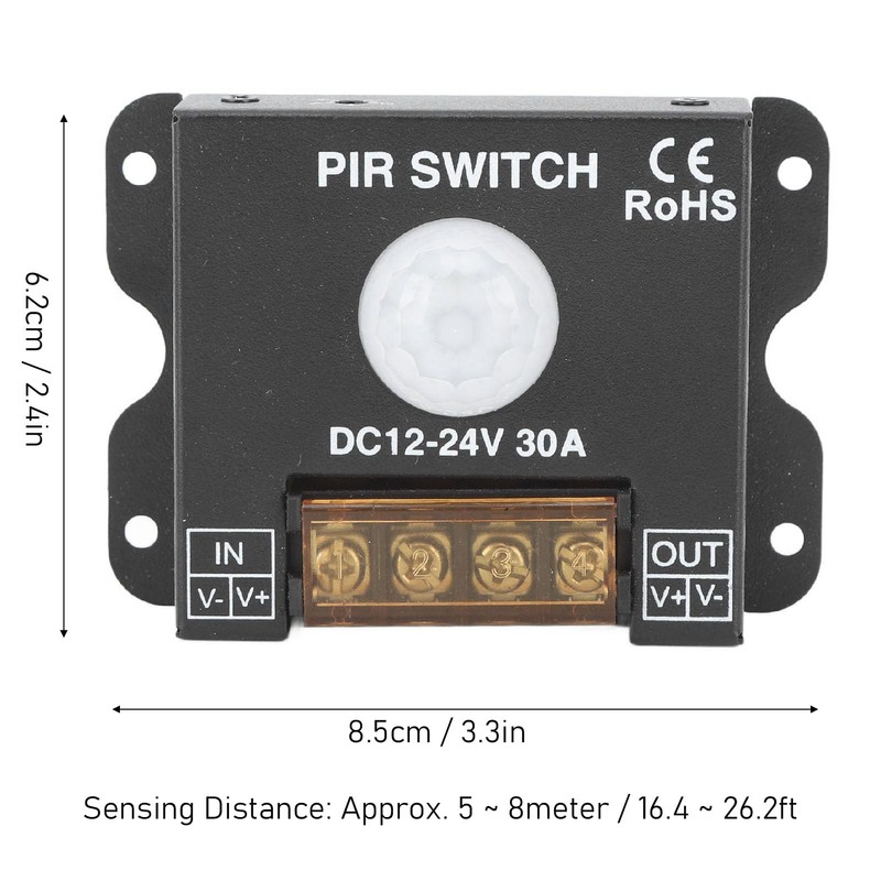 Brrnoo DC 12V 24V 30A PIR Sensor Switch Panel Light