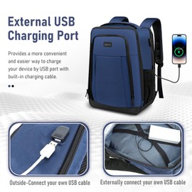 ZRSUN Travel Backpack, Business Anti Theft Slim Sturdy Laptops Backpack with USB Charging Port, Water Resistant College School Laptop Bag for Men & Women Fits 15.6 Inch Notebook (Navy Blue)