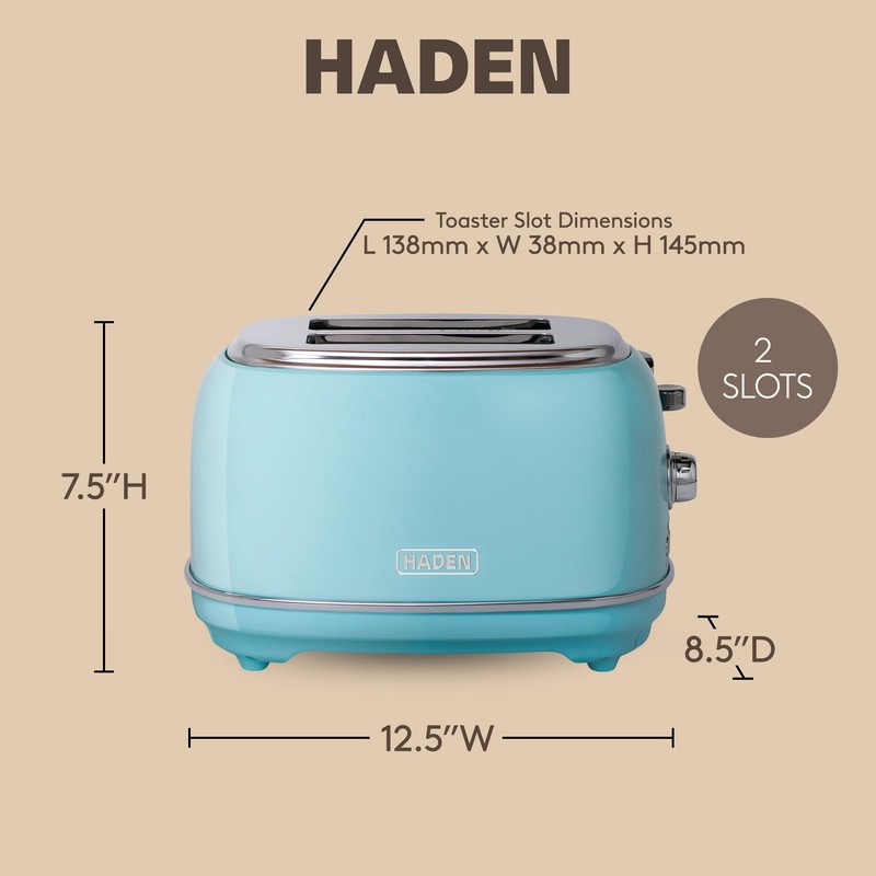 Haden Heritage 2 Slice Wide Slot Stainless Steel Toaster with